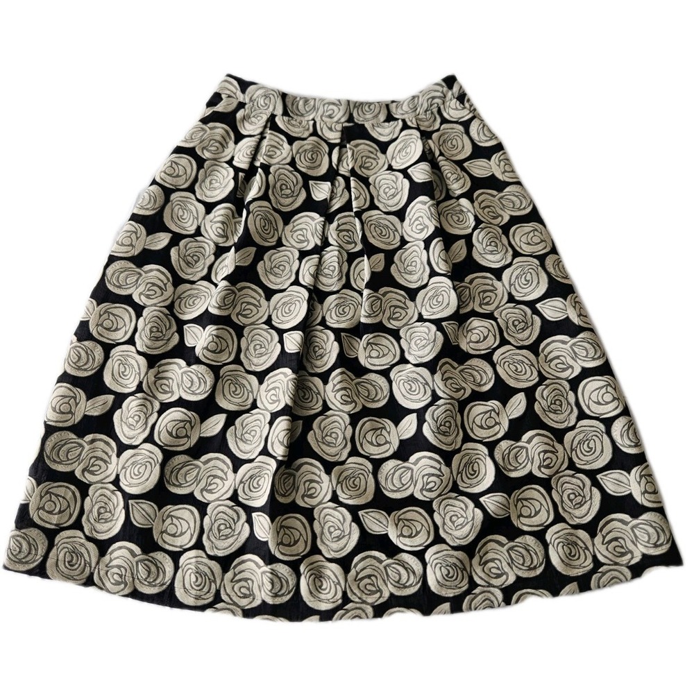 Who What Wear Abstract Rose Design Art Deco Chic Tea Party A-Line Midi Skirt 8